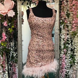 Windsor Pink Sequin Asymmetrical Hem Party Dress